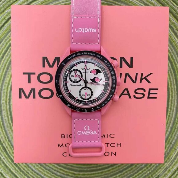 Swatch x Omega Moonswatch Mission To The Pink Moonphase Watch | Velcro Band - Picture 1 of 5